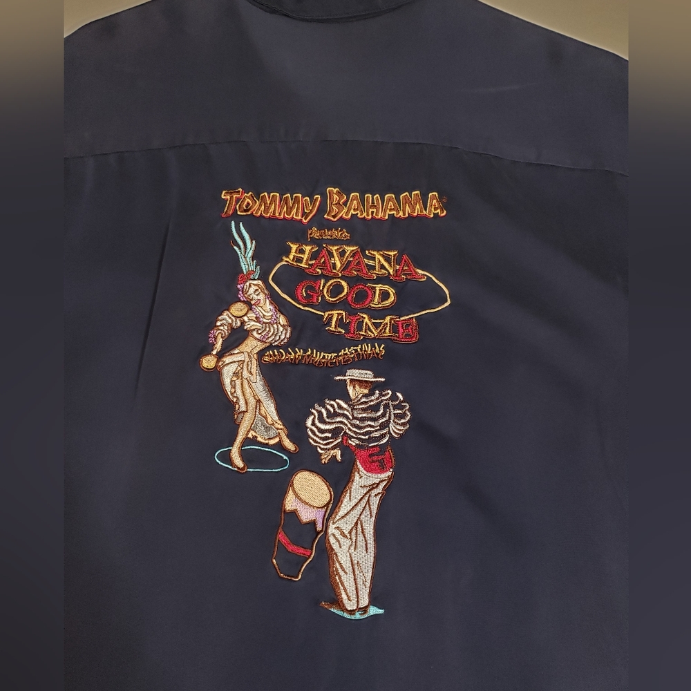 Men's Tommy Bahama Havana Good Time Blue Camp Shirt Size L - Picture 6 of 9